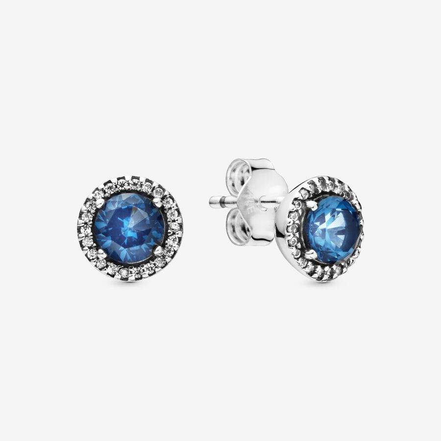 Stud Earrings Pandora Blue Round Sparkle Strieborne | SK109ZMES