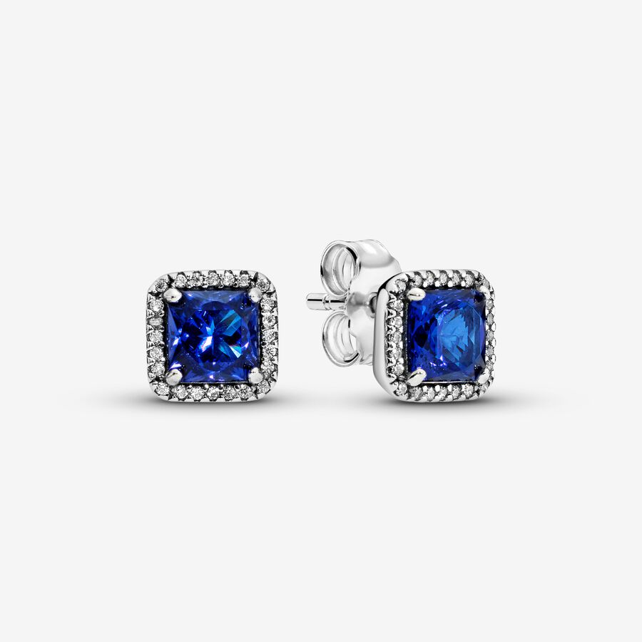 Stud Earrings Pandora Blue Square Sparkle Strieborne | SK328TZLP