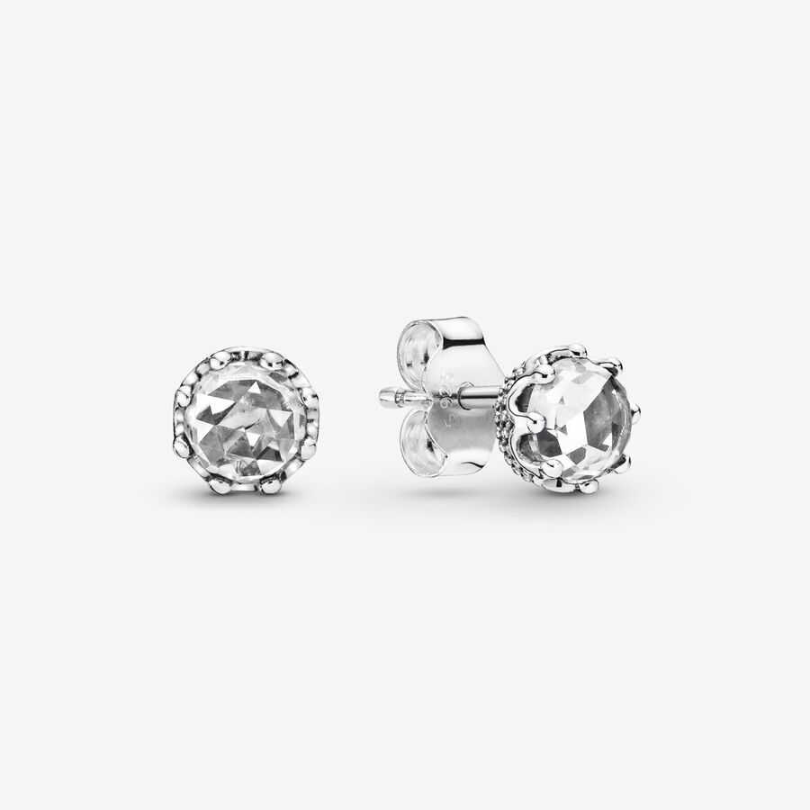 Stud Earrings Pandora Clear Sparkling Crown Strieborne | SK382PFCX