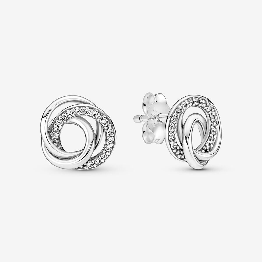 Stud Earrings Pandora Family & Friends Always Encircled Strieborne | SK981GXAZ