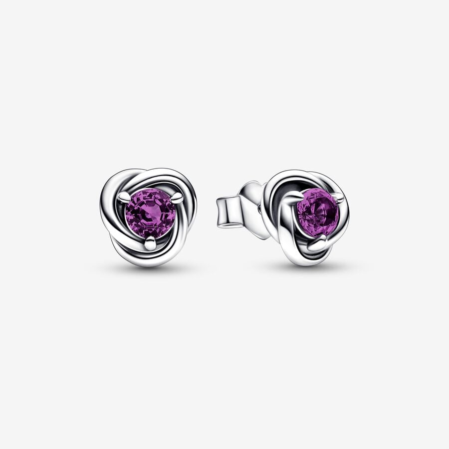 Stud Earrings Pandora February Purple Eternity Circle Strieborne | SK836RWBN