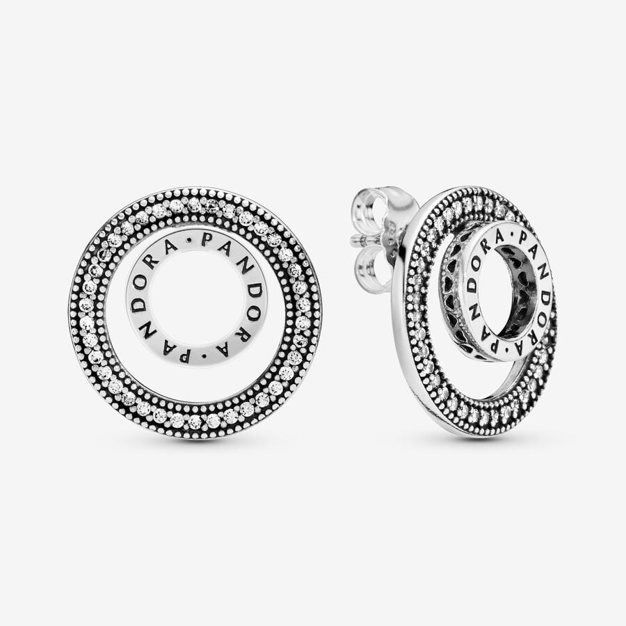 Stud Earrings Pandora Logo Circle Strieborne | SK324HJES