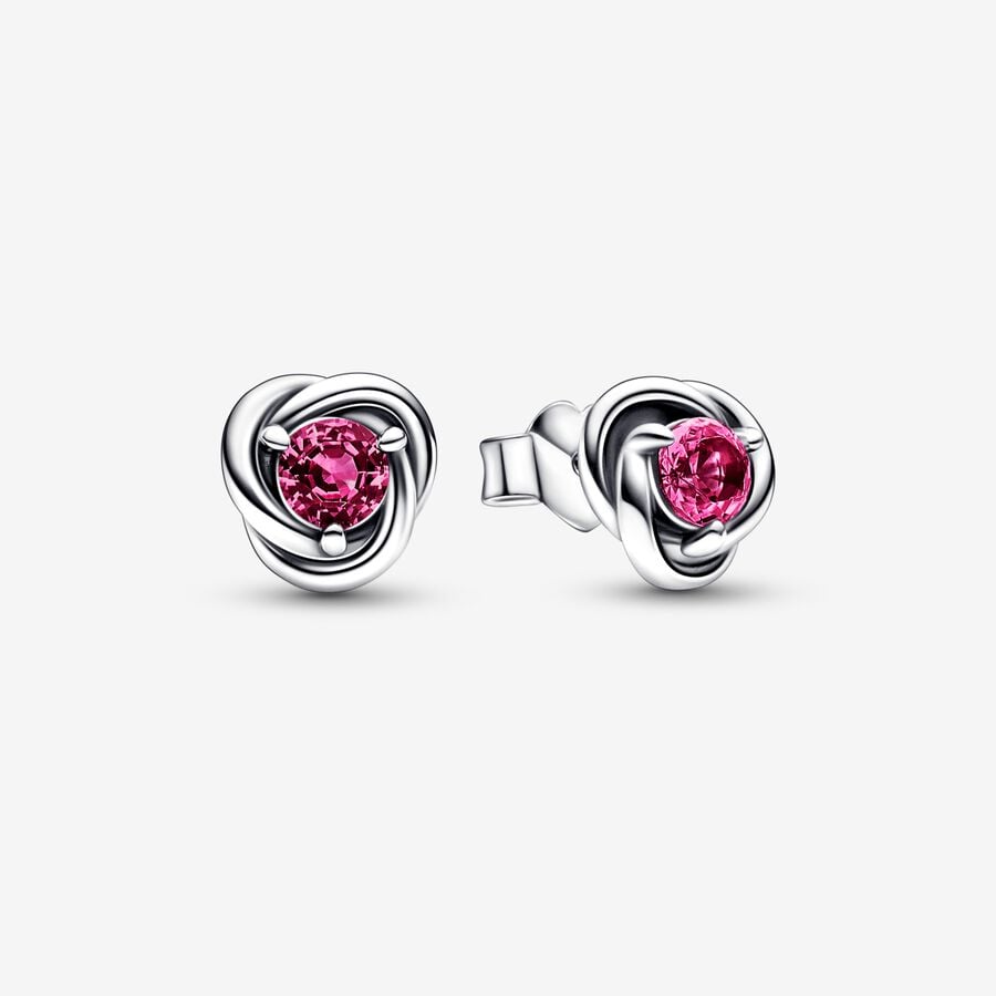 Stud Earrings Pandora October Pink Eternity Circle Strieborne | SK813KEPX