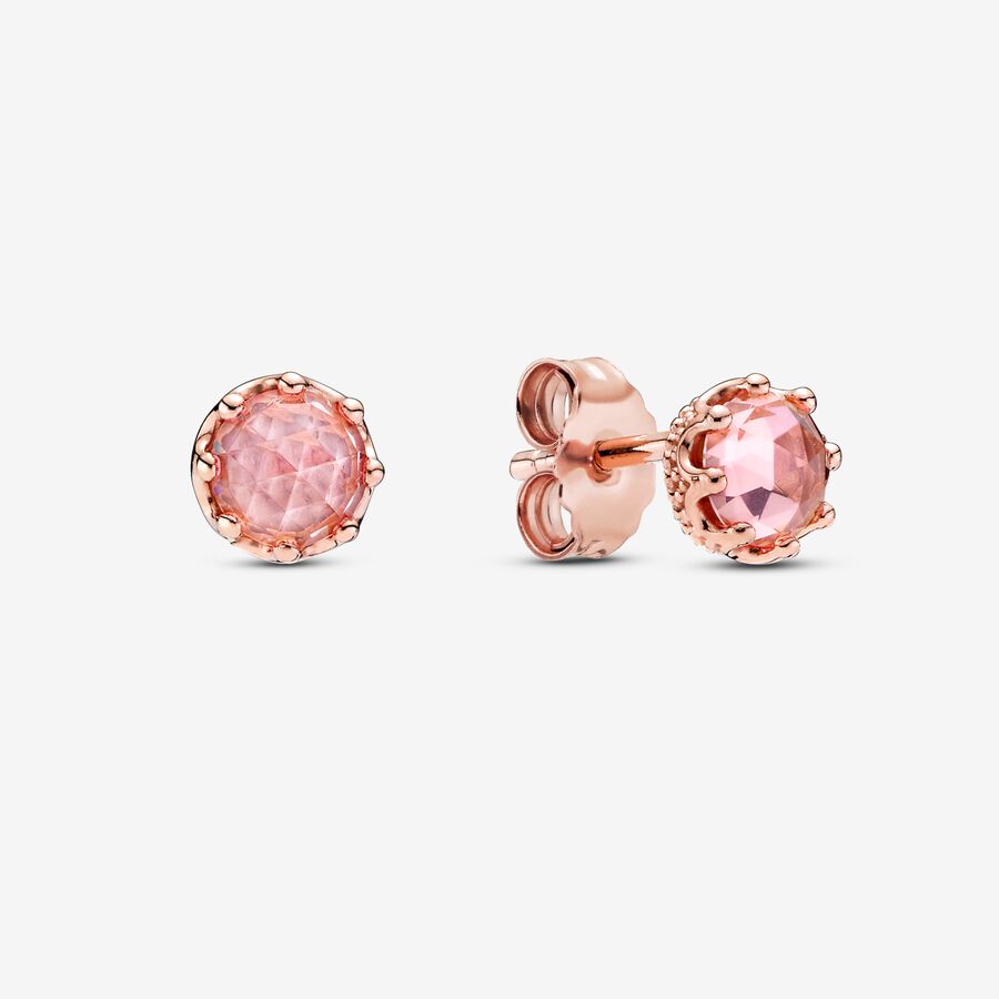 Stud Earrings Pandora Pink Sparkling Crown Ruzove Zlate | SK814JVCS