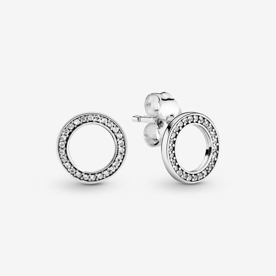 Stud Earrings Pandora Sparkling Circle Strieborne | SK045PSIV