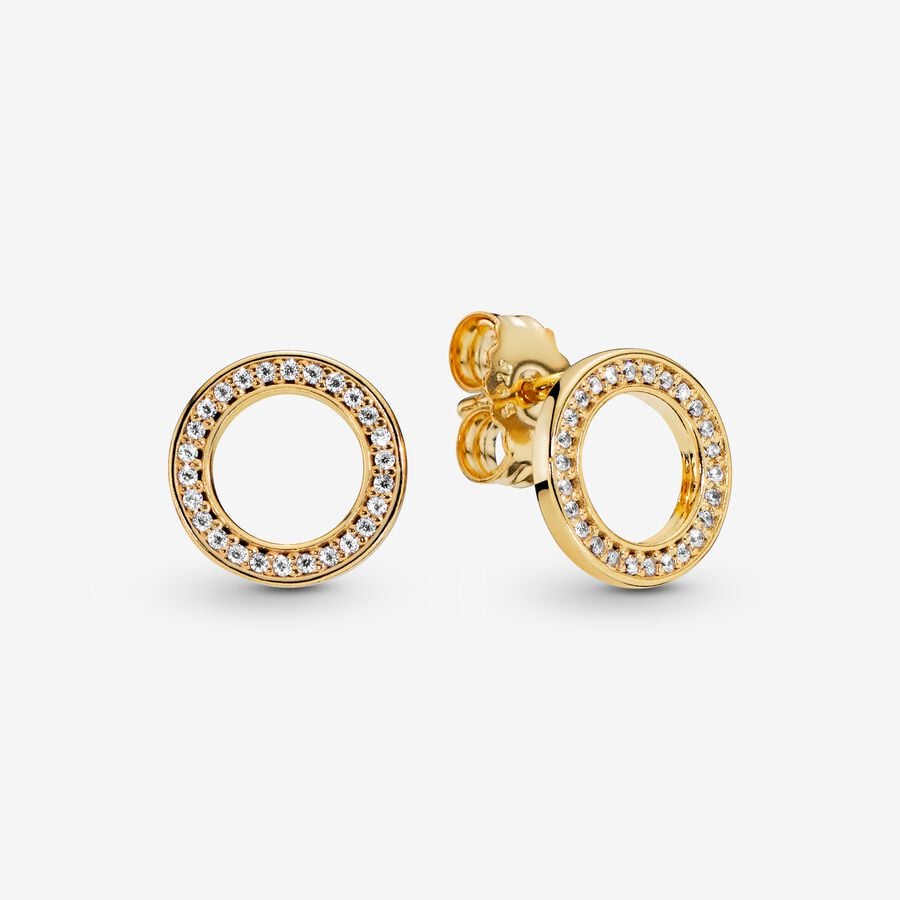 Stud Earrings Pandora Sparkling Circle Zlate | SK921JIFG