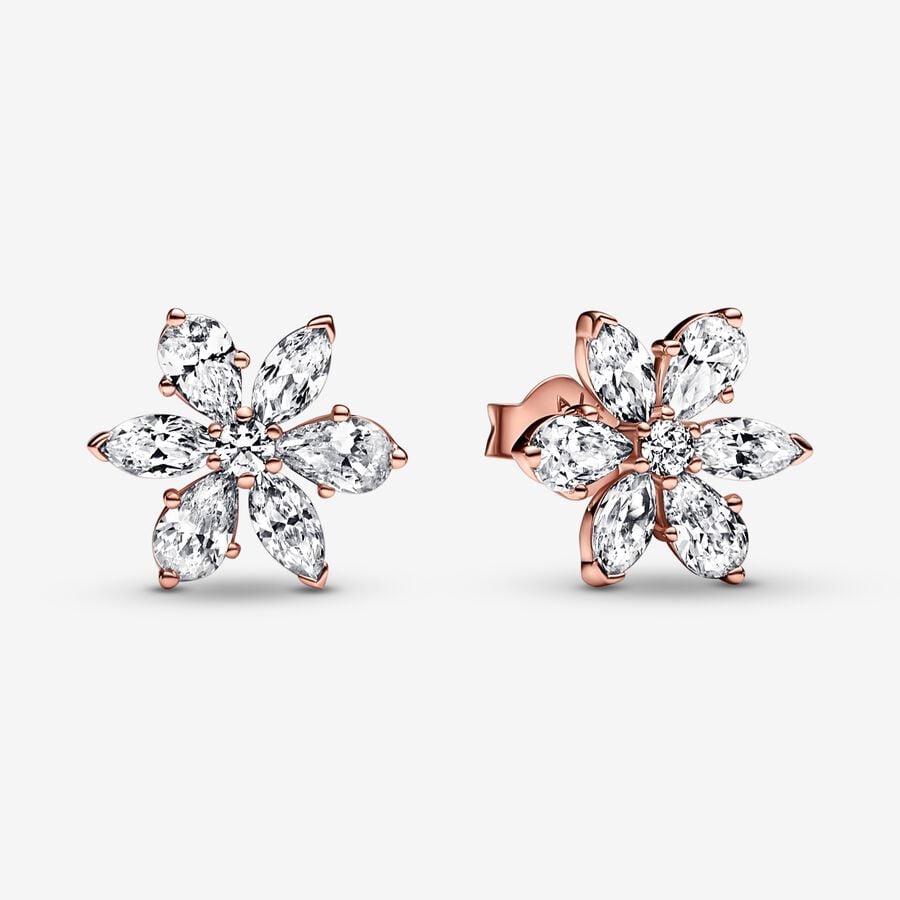 Stud Earrings Pandora Sparkling Herbarium Cluster Ruzove Zlate | SK380YJSE