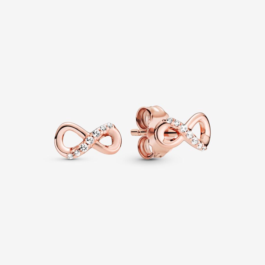 Stud Earrings Pandora Sparkling Infinity Ruzove Zlate | SK329ALUJ