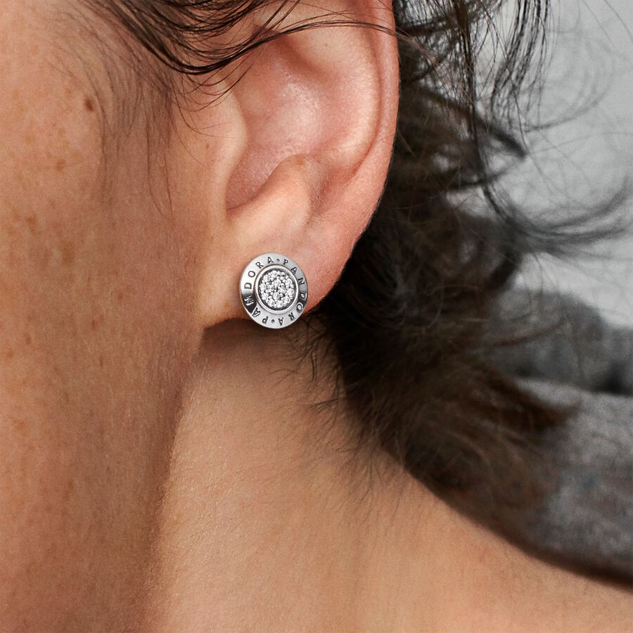 Stud Earrings Pandora Sparkling Logo Strieborne | SK509NIUJ