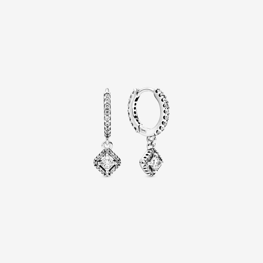 Stud Earrings Pandora Square Sparkle Strieborne | SK514IZFH