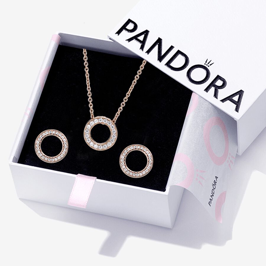 Súpravy Náhrdelníkov A Náušníc Pandora Sparkling Pave Circle Gift Viacfarebný | SK670TFQO