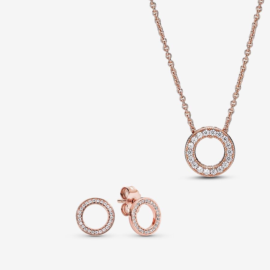 Súpravy Náhrdelníkov A Náušníc Pandora Sparkling Pave Circle Gift Viacfarebný | SK670TFQO