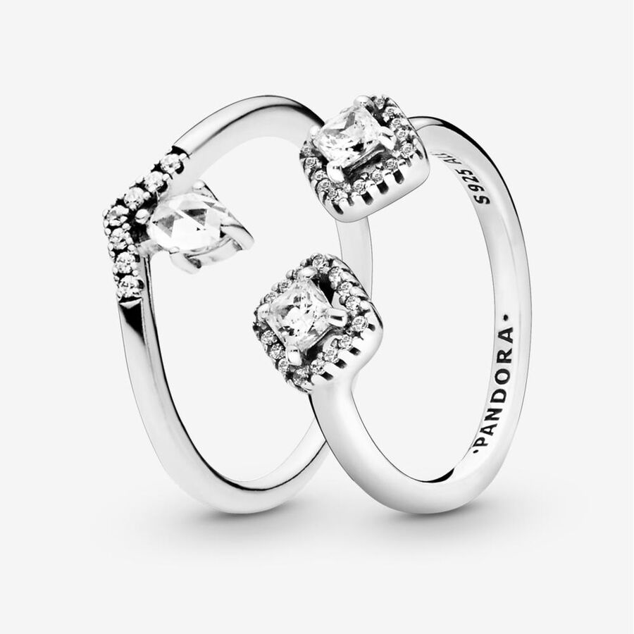 Súpravy Prsteňov Pandora Klasické Sparkling Crown Wishbone Open Viacfarebný | SK410ZSEA