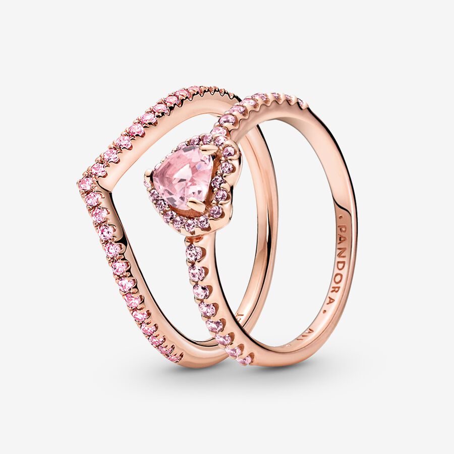 Súpravy Prsteňov Pandora Sparkling Pink Wishbone Viacfarebný | SK386VHAM