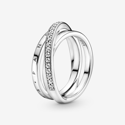 Band Rings Pandora Crossover Pave Triple Strieborne | SK670GHRZ