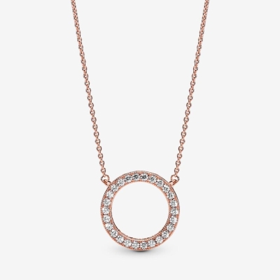 Chain Necklaces Pandora Circle of Sparkle Ruzove Zlate | SK829MKYL