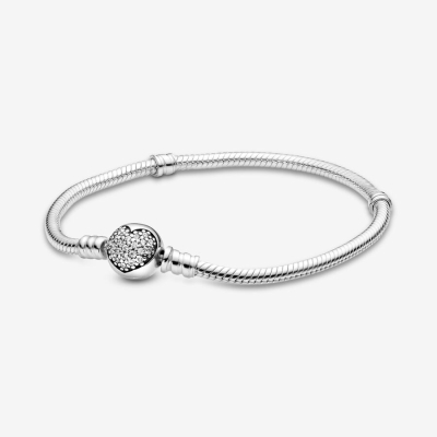 Charm Bracelets Pandora Moments Sparkling Clasp Snake Strieborne | SK407BAYM