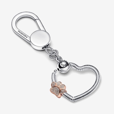 Charm Holders Pandora Sparkling Paw Print Keychain Viacfarebný | SK624UYJH