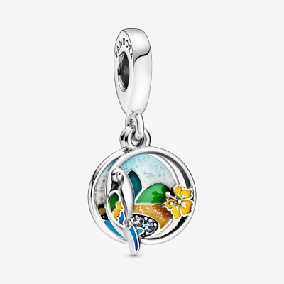 Dangle Charms Pandora Brazil Beach & Parrot Strieborne | SK392SXFP