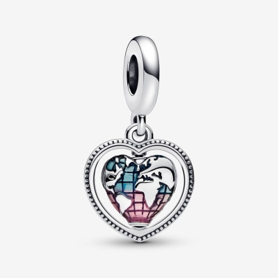 Dangle Charms Pandora Family & Friends Spinning Globe Strieborne | SK346KHQG