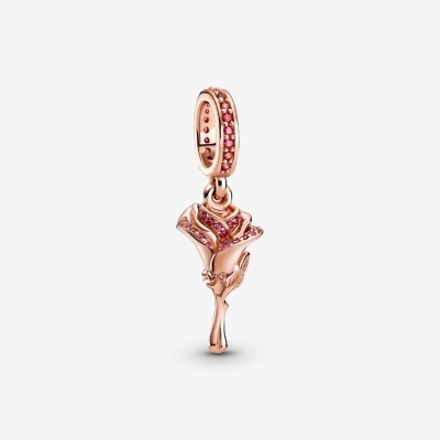 Dangle Charms Pandora Flower Ruzove Zlate | SK950CDKV