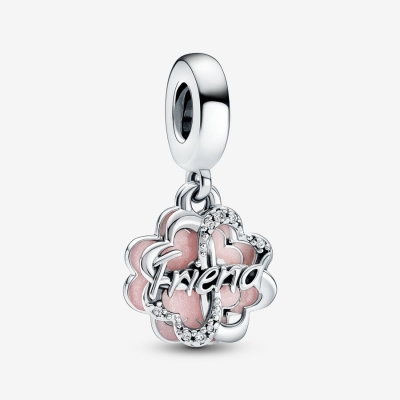 Dangle Charms Pandora Four-leaf Clover Family & Friendship Double Strieborne | SK938OCWM