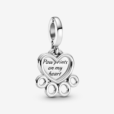 Dangle Charms Pandora Hearts & Love & Paw Print Strieborne | SK934PGUT