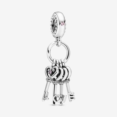 Dangle Charms Pandora Keys of Hearts & Love Strieborne | SK592ULEP