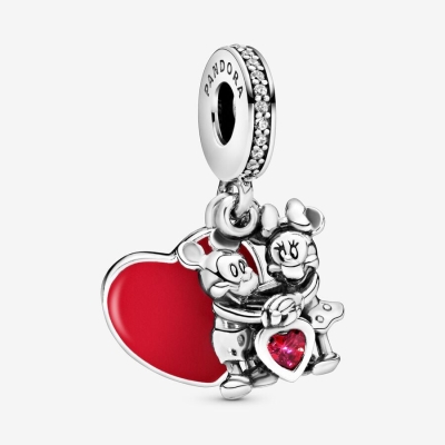 Dangle Charms Pandora Minnie & Mickey With Hearts & Love Strieborne | SK476HDSK