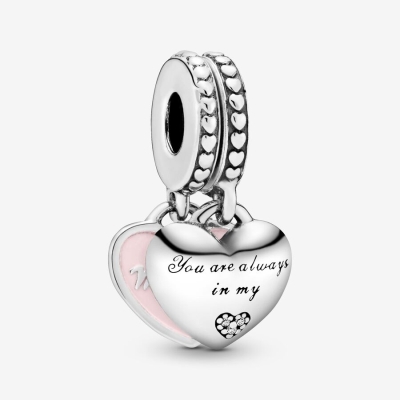 Dangle Charms Pandora Mother & Daughter Hearts & Love with Clear CZ Strieborne | SK249BAZQ