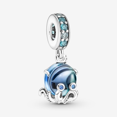 Dangle Charms Pandora Murano Glass Cute Octopus Strieborne | SK476ZDJP