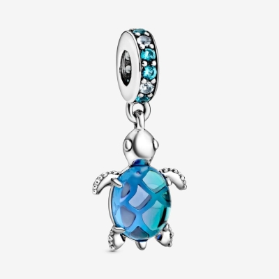 Dangle Charms Pandora Murano Glass Sea Turtle Strieborne | SK349ZUWM