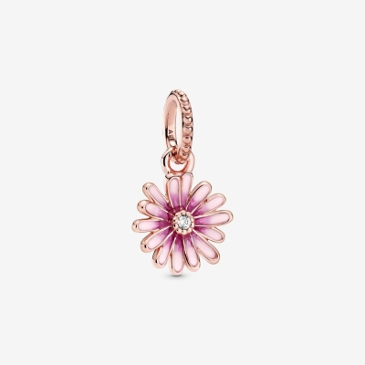 Dangle Charms Pandora Pink Daisy Flower Ruzove Zlate | SK429ZMFQ