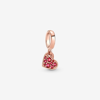 Dangle Charms Pandora Red Pave Tilted Ruzove Zlate | SK301ZWFK