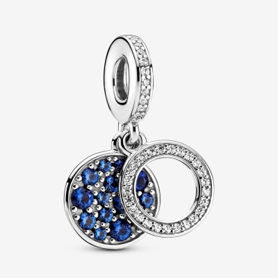 Dangle Charms Pandora Sparkling Blue Disc Double Strieborne | SK273ZBVH