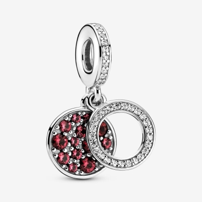 Dangle Charms Pandora Sparkling Red Disc Double Strieborne | SK127RTFU