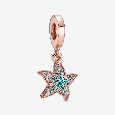 Dangle Charms Pandora Sparkling Starfish Ruzove Zlate | SK643RUPH