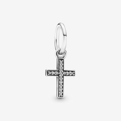 Dangle Charms Pandora Symbol Of Faith Cross with Clear CZ Strieborne | SK340VPQC