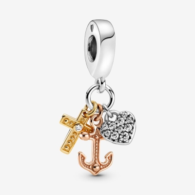 Dangle Charms Pandora Triple-tone Cross Heart & Anchor Viacfarebný | SK172MCDZ