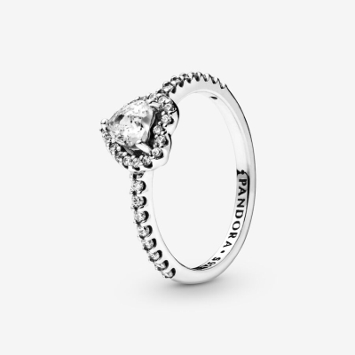 Halo & Solitaire Rings Pandora Elevated Strieborne | SK483TSIZ