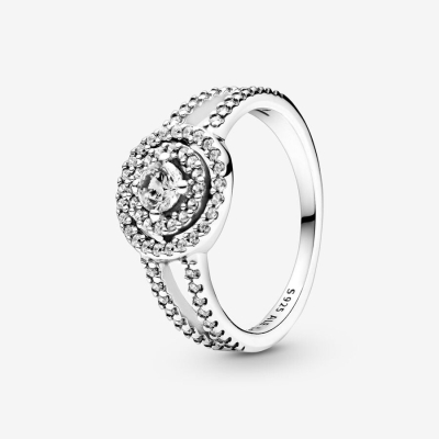 Halo & Solitaire Rings Pandora Sparkling Double Strieborne | SK172SKXR