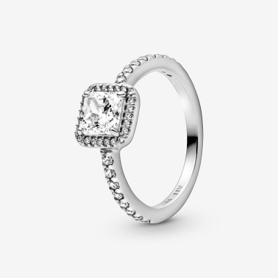 Halo & Solitaire Rings Pandora Square Sparkle Strieborne | SK173ZLPY