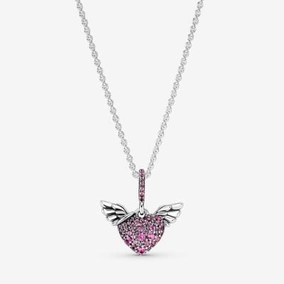 Pendant Necklaces Pandora Pave & Angel Wings Strieborne | SK271QZKR