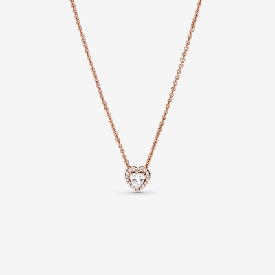 Pendant Necklaces Pandora Sparkling Collier Ruzove Zlate | SK798BXDA