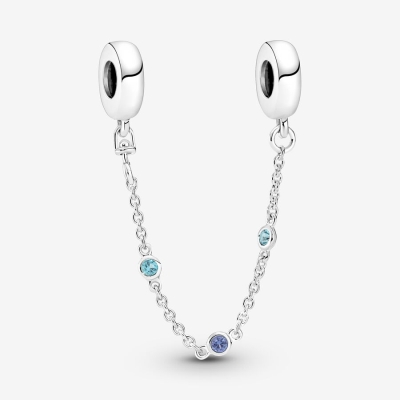 Safety Chains Pandora Triple Blue Stone Strieborne | SK703DYOK