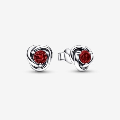 Stud Earrings Pandora January Red Eternity Circle Strieborne | SK329EKXQ