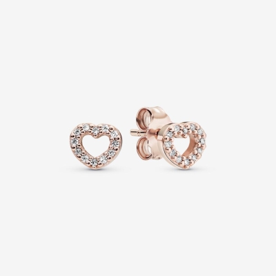 Stud Earrings Pandora Open Ruzove Zlate | SK178XNYI