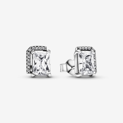 Stud Earrings Pandora Rectangular Sparkling Strieborne | SK690UWKI