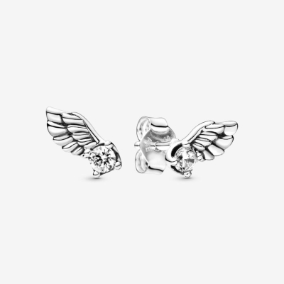 Stud Earrings Pandora Sparkling Angel Wing Strieborne | SK564TADH