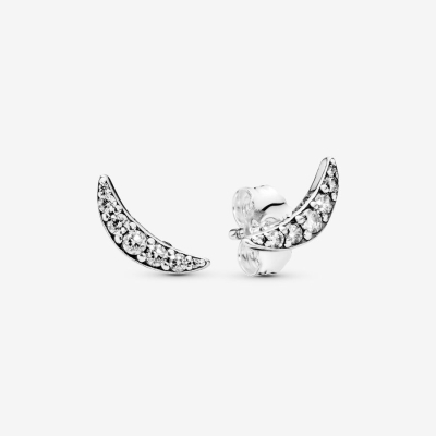 Stud Earrings Pandora Sparkling Crescent Moon Strieborne | SK072TURN